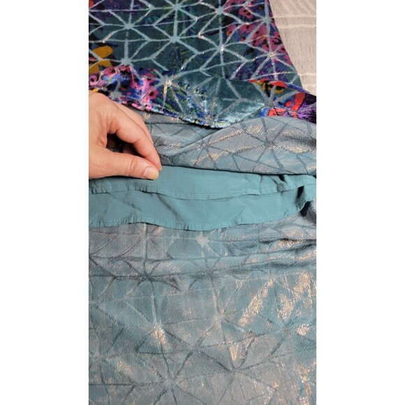 Anthropologie Moulinette Soeurs Blue Lange Velvet Slip Midi Dress Metallic Flora - Picture 6 of 11